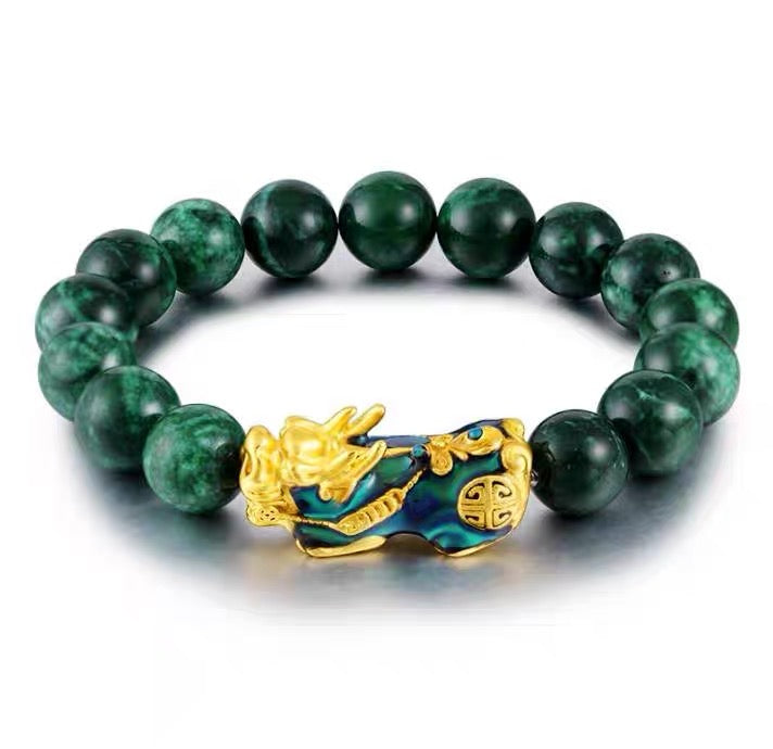 Gold Color Changing Pixiu Protection Jade Bracelet