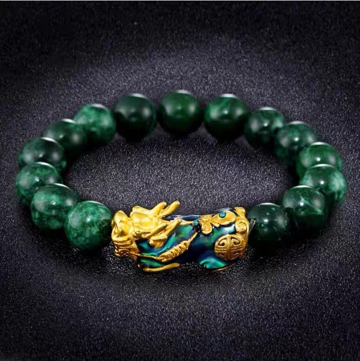 Gold Color Changing Pixiu Protection Jade Bracelet