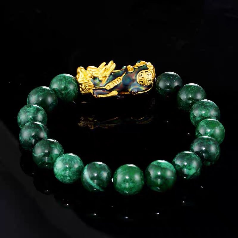 Gold Color Changing Pixiu Protection Jade Bracelet