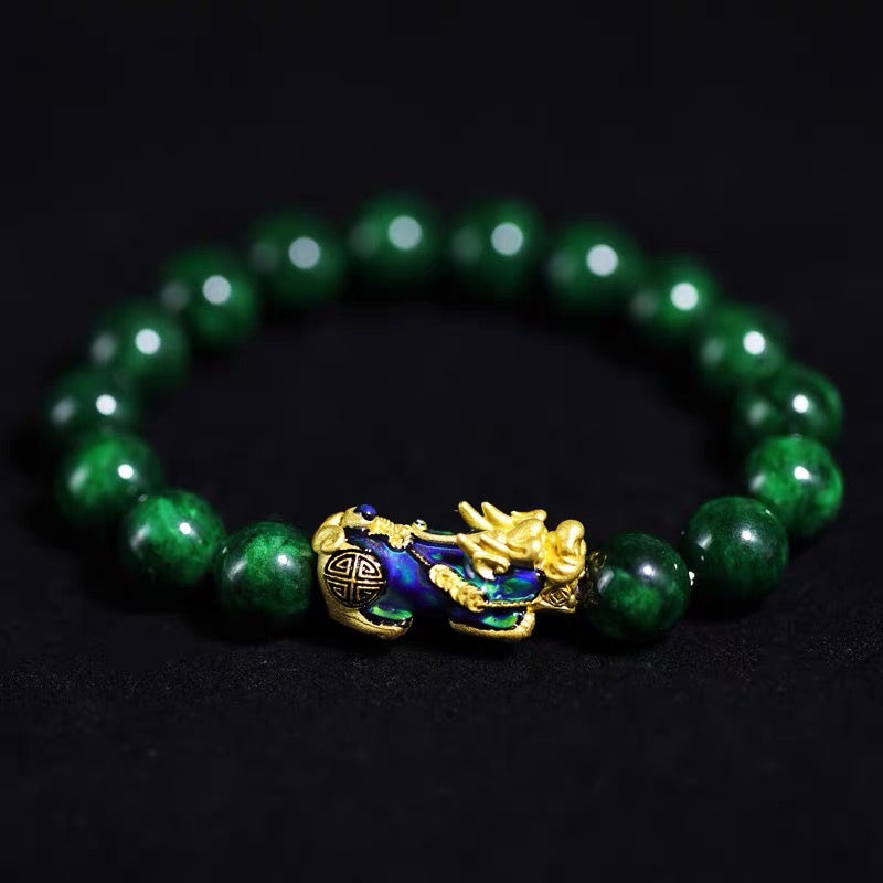 Gold Color Changing Pixiu Protection Jade Bracelet