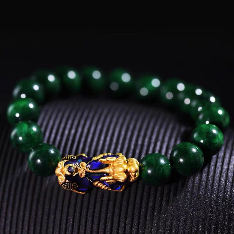 Gold Color Changing Pixiu Protection Jade Bracelet