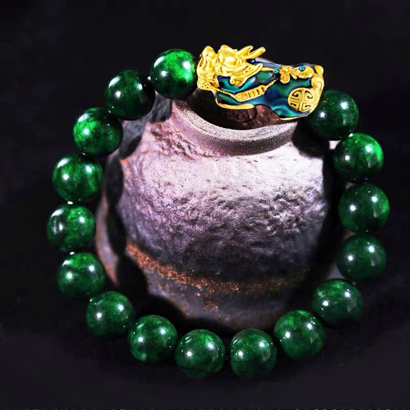 Gold Color Changing Pixiu Protection Jade Bracelet