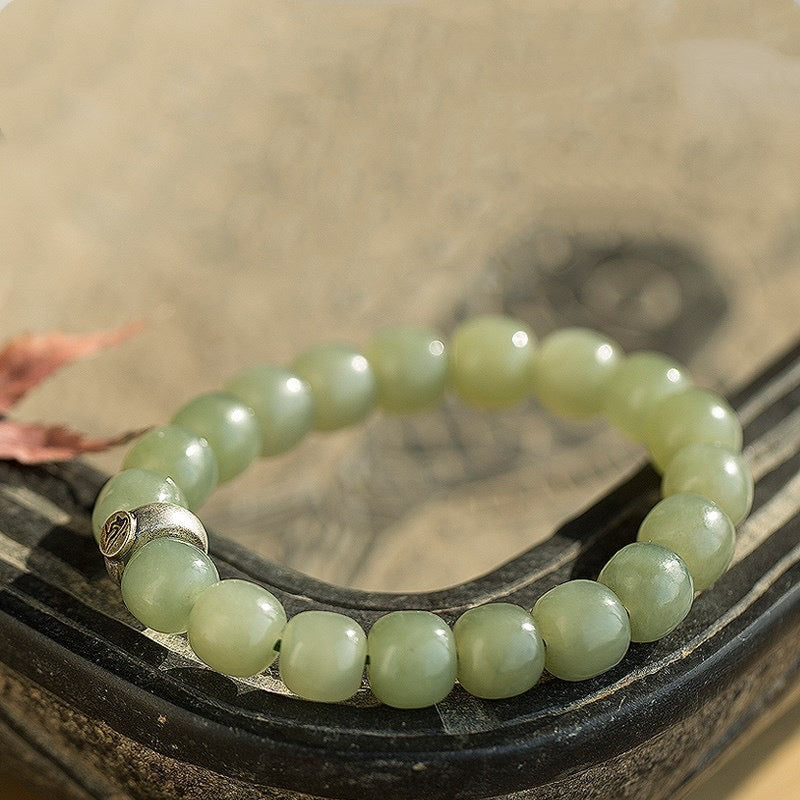 Natural Green Jade Buddha Mantra Protection Bracelet
