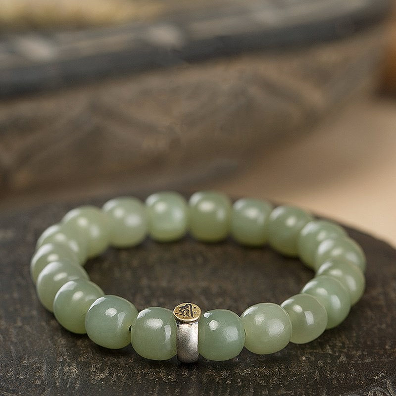 Natural Green Jade Buddha Mantra Protection Bracelet