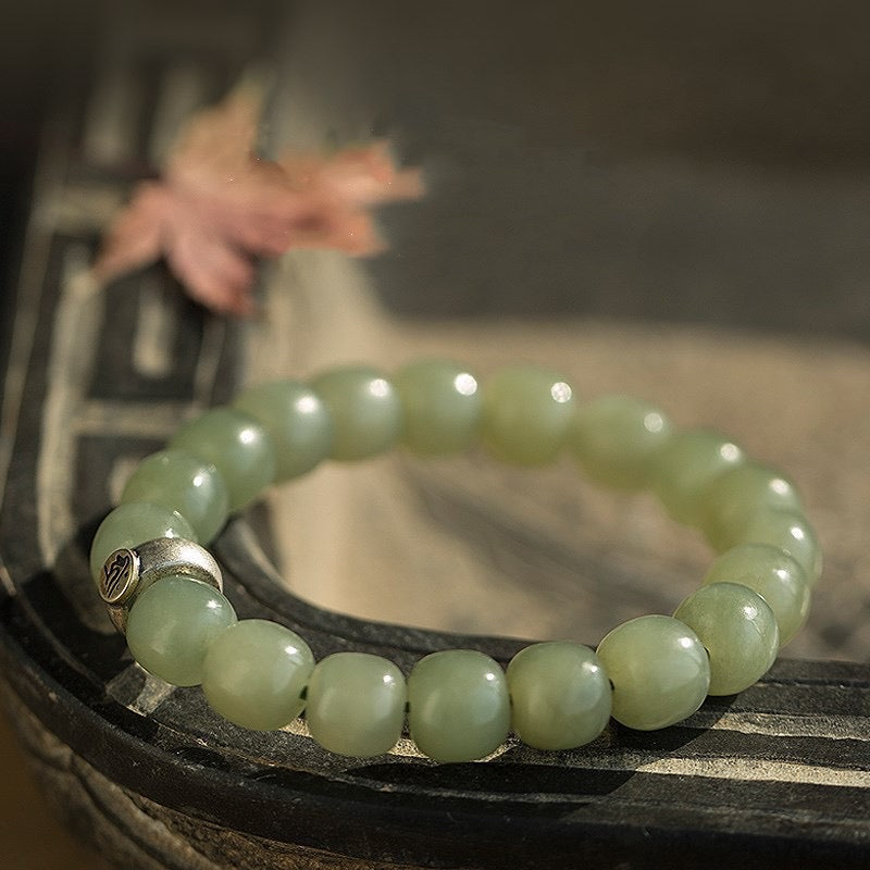Natural Green Jade Buddha Mantra Protection Bracelet