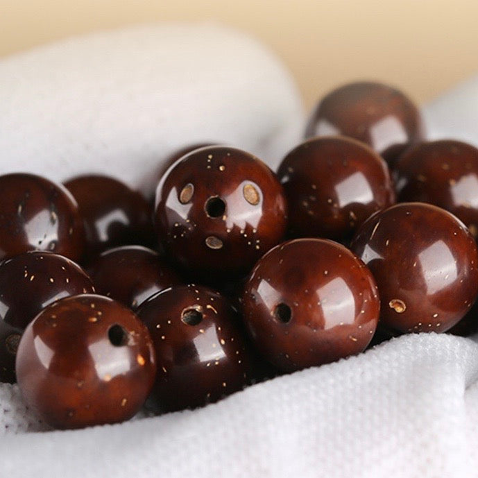 Natural Red Sandalwood Bodhi Seed Carved Lion Bracelet