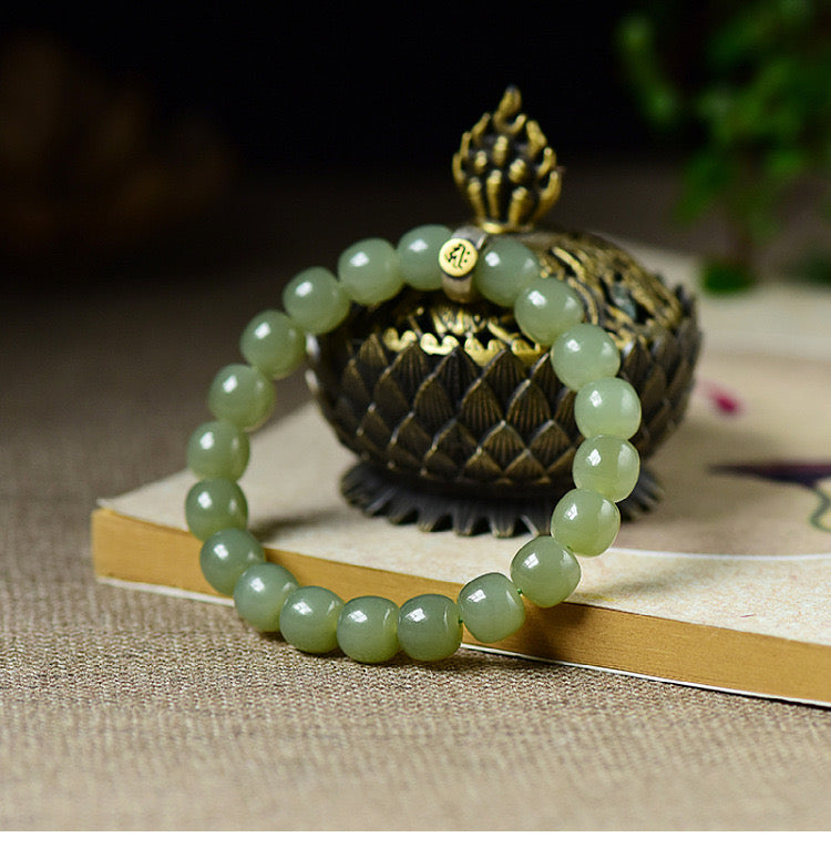 Natural Green Jade Buddha Mantra Protection Bracelet