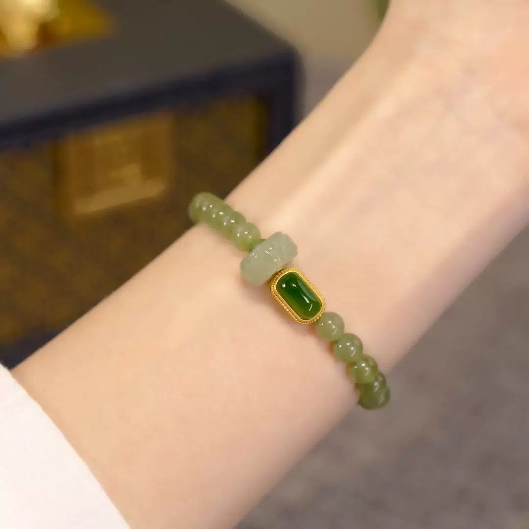 Natural Hetian Jade Protection Loop Bracelet