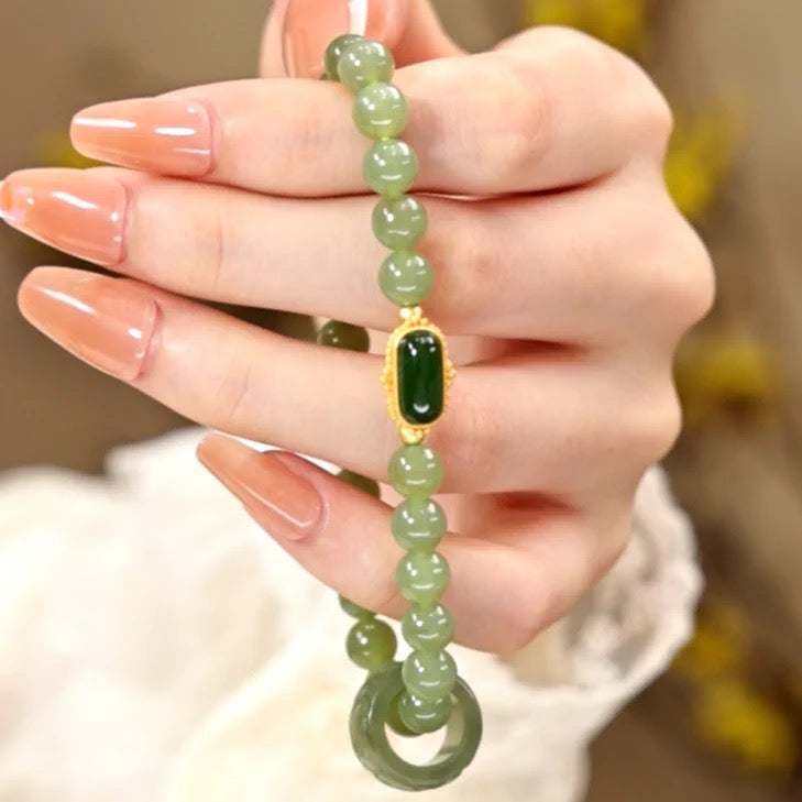 Natural Hetian Jade Protection Loop Bracelet