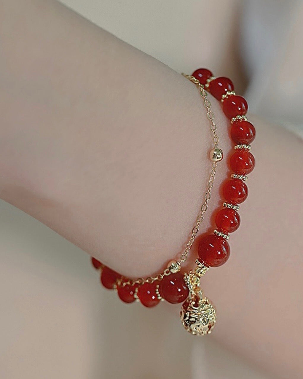 Natural Red Agate Luck and Protection Bracelet