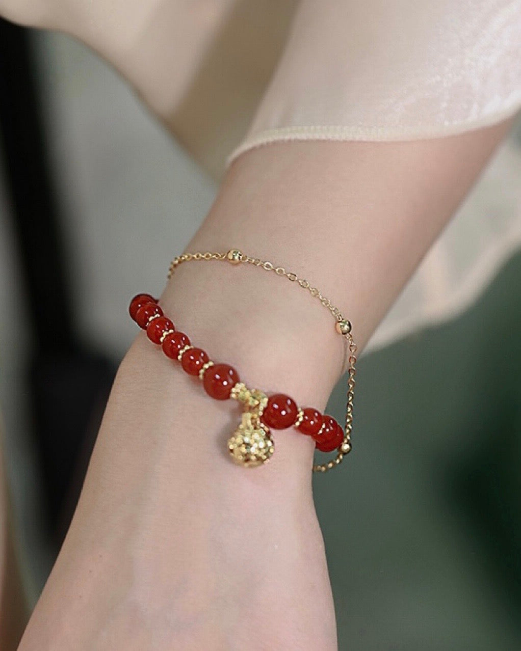 Natural Red Agate Luck and Protection Bracelet