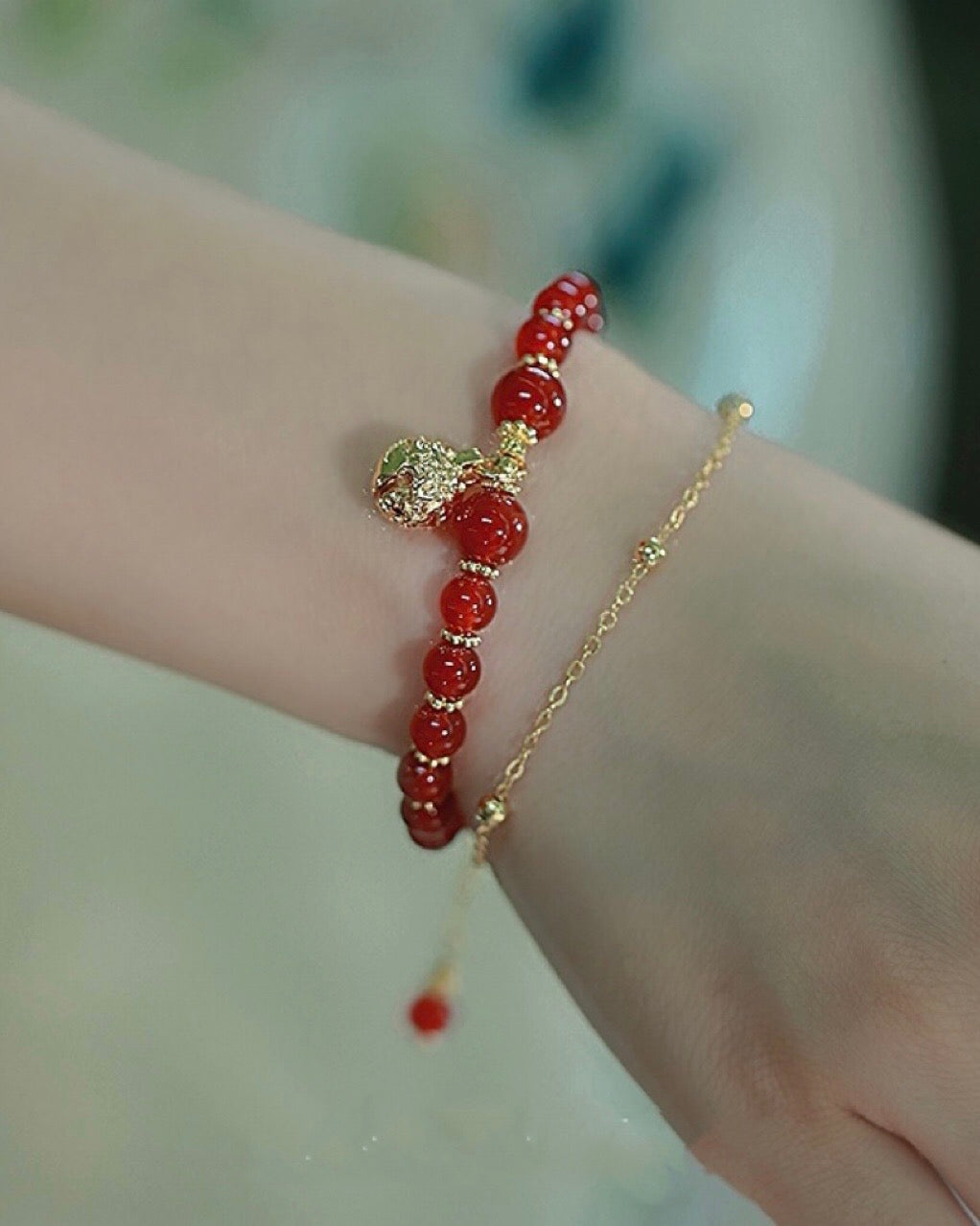 Natural Red Agate Luck and Protection Bracelet