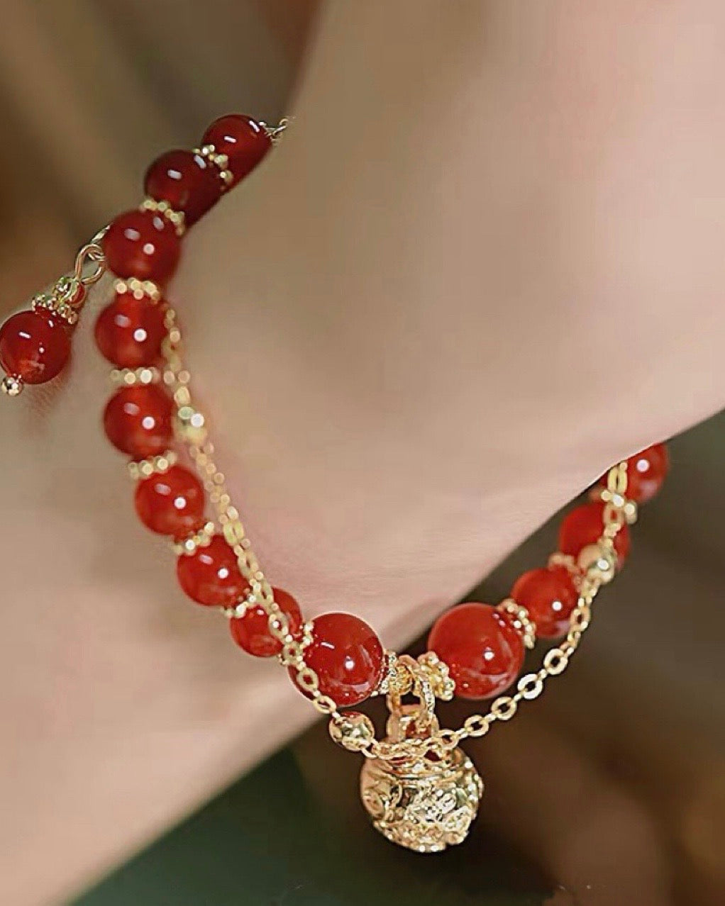 Natural Red Agate Luck and Protection Bracelet