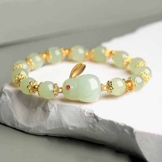 Natural Hetian jade Feng Shui Rabbit Bracelet