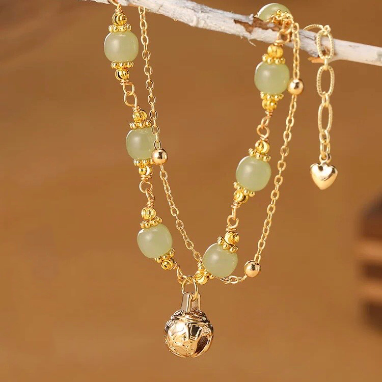 Natural Green Jade Luck and Protection Bell Bracelet - Special