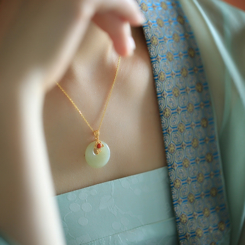 Fortune Lock Green Jade Feng Shui Necklace