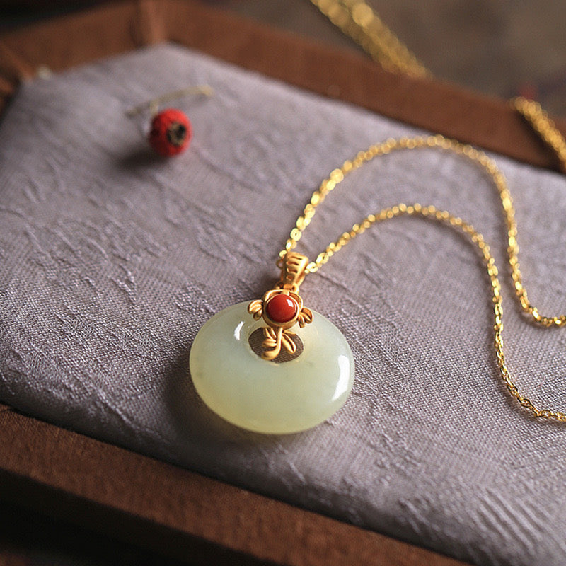 Fortune Lock Green Jade Feng Shui Necklace
