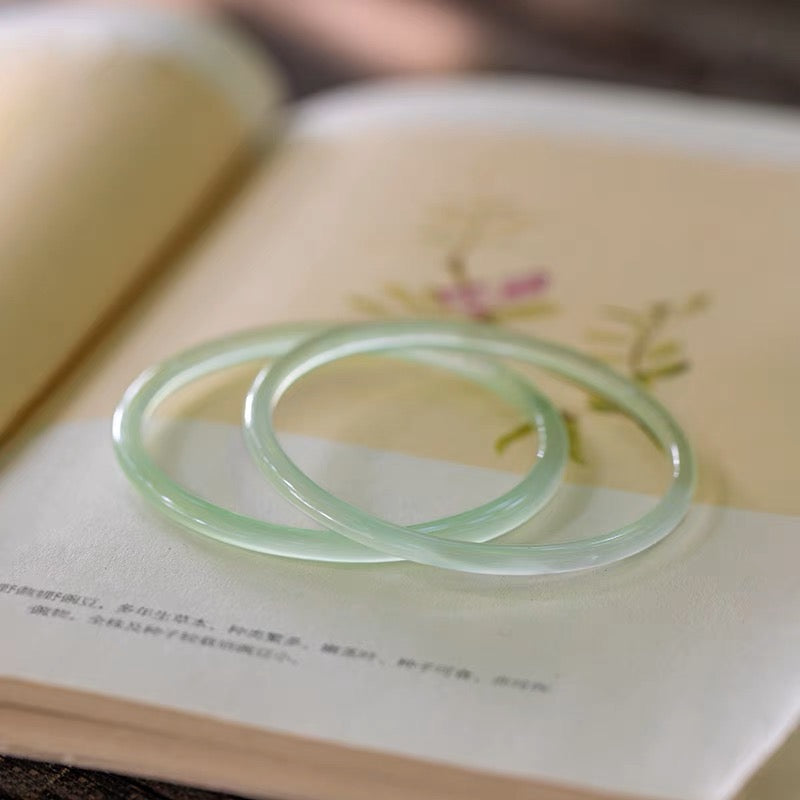 Natural Hetian Green Jade Double Bangle