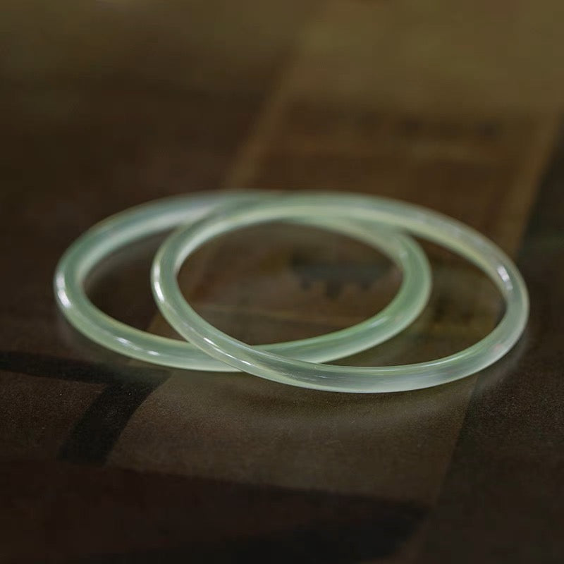 Natural Hetian Green Jade Double Bangle