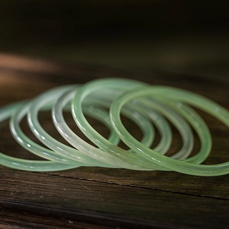 Natural Hetian Green Jade Double Bangle