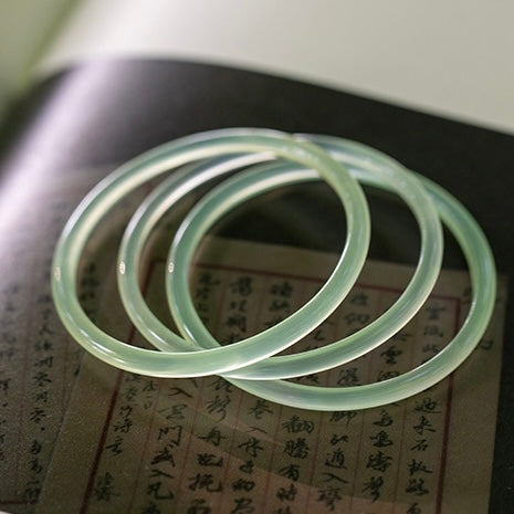 Natural Hetian Green Jade Double Bangle