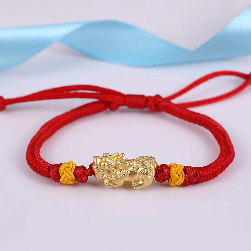 999 Sterling Silver Pixiu Red Rope Bracelet