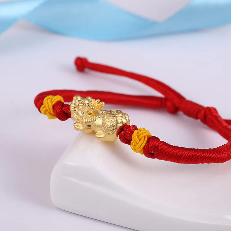 999 Sterling Silver Pixiu Red Rope Bracelet