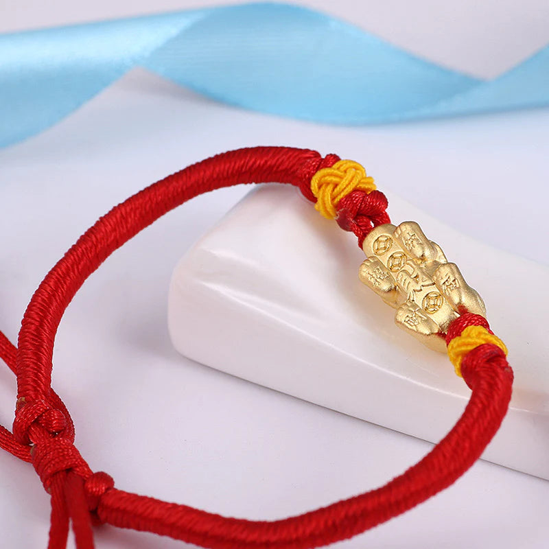 999 Sterling Silver Pixiu Red Rope Bracelet