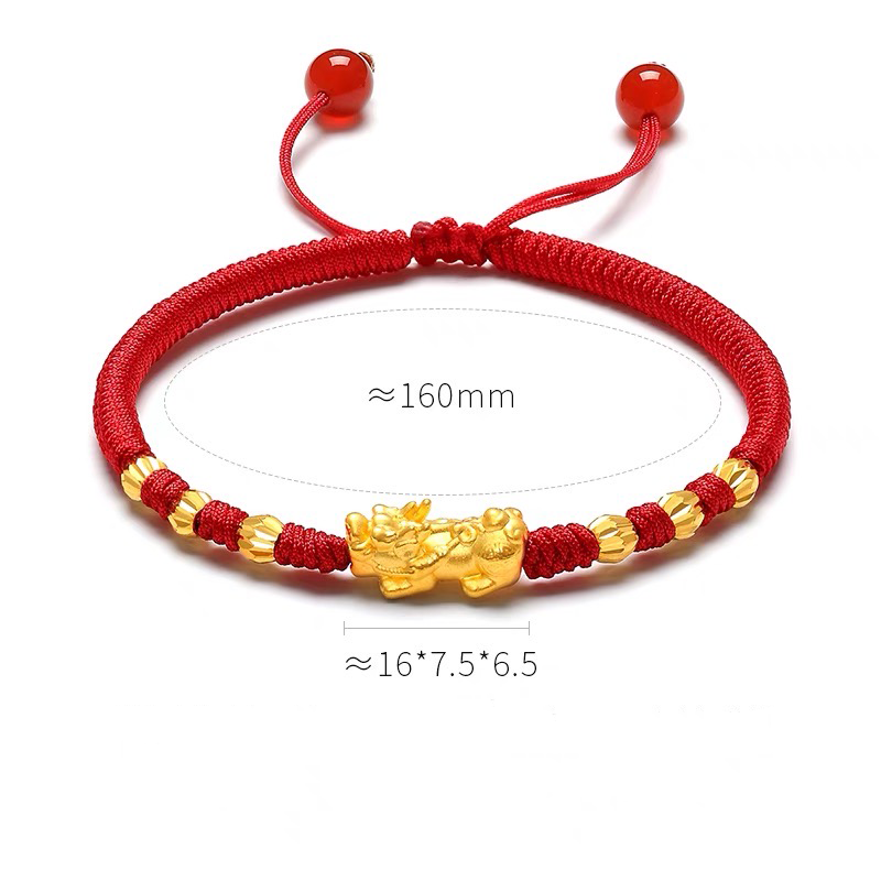 Red Rope 18K Gold Plating Single Pixiu Bracelet