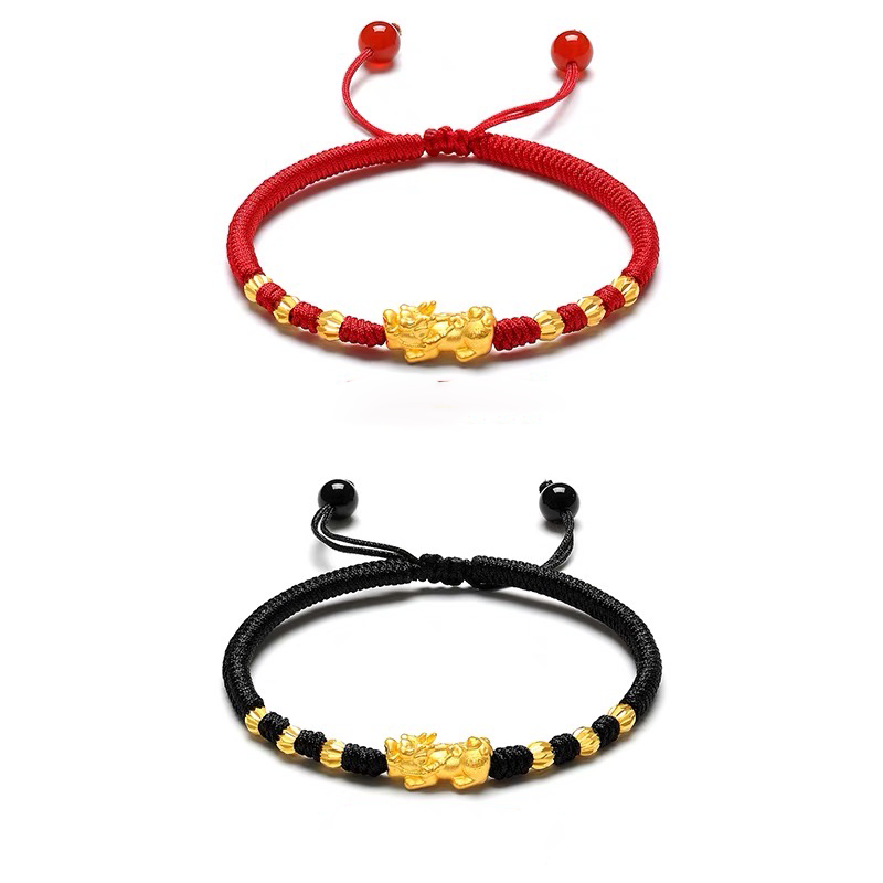 Red Rope 18K Gold Plating Single Pixiu Bracelet