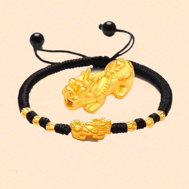 Red Rope 18K Gold Plating Single Pixiu Bracelet