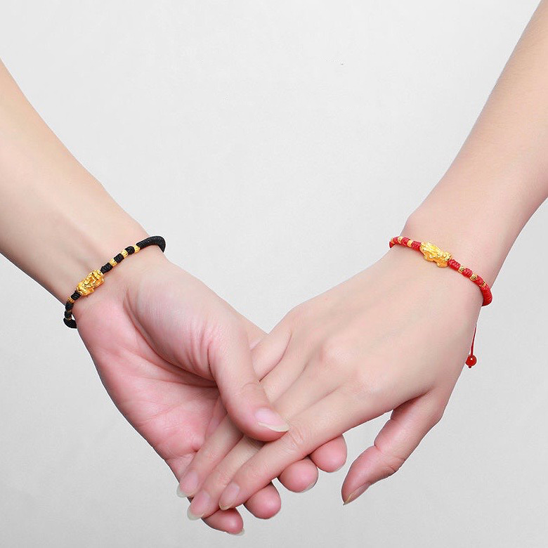 Red Rope 18K Gold Plating Single Pixiu Bracelet