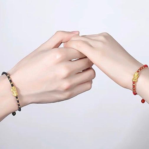 Red Rope 18K Gold Plating Single Pixiu Bracelet