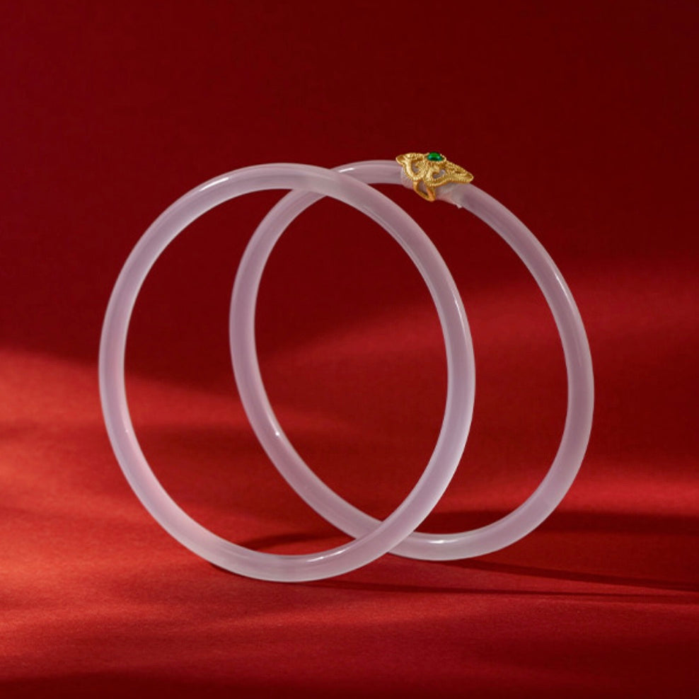 Natural White Jade Royal Double Bangle