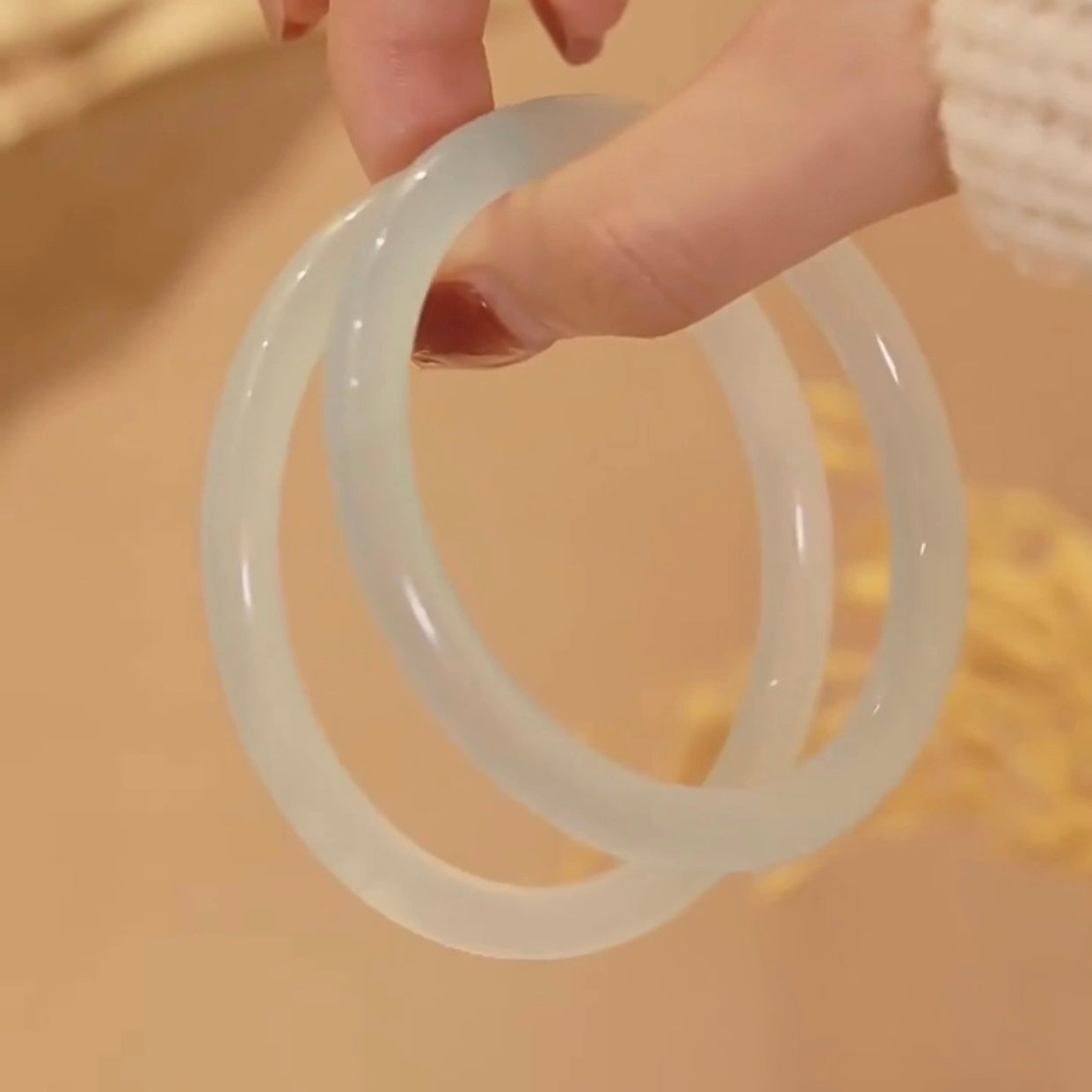 Natural White Jade Ice Luck Bangle