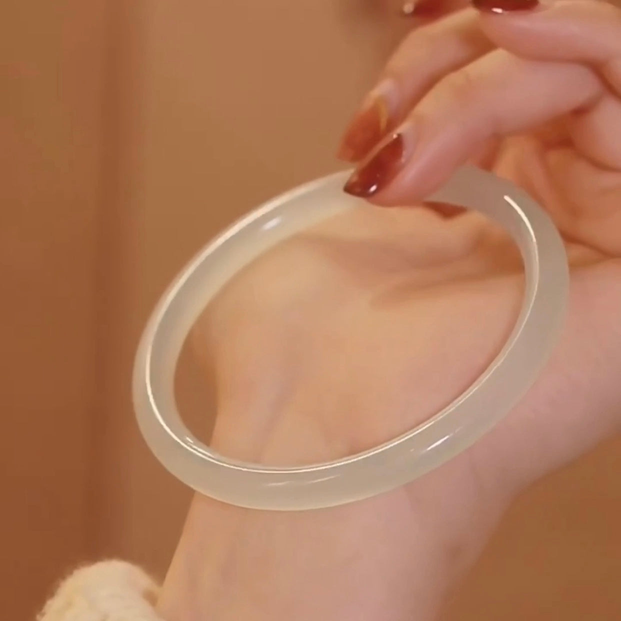 Natural White Jade Ice Luck Bangle