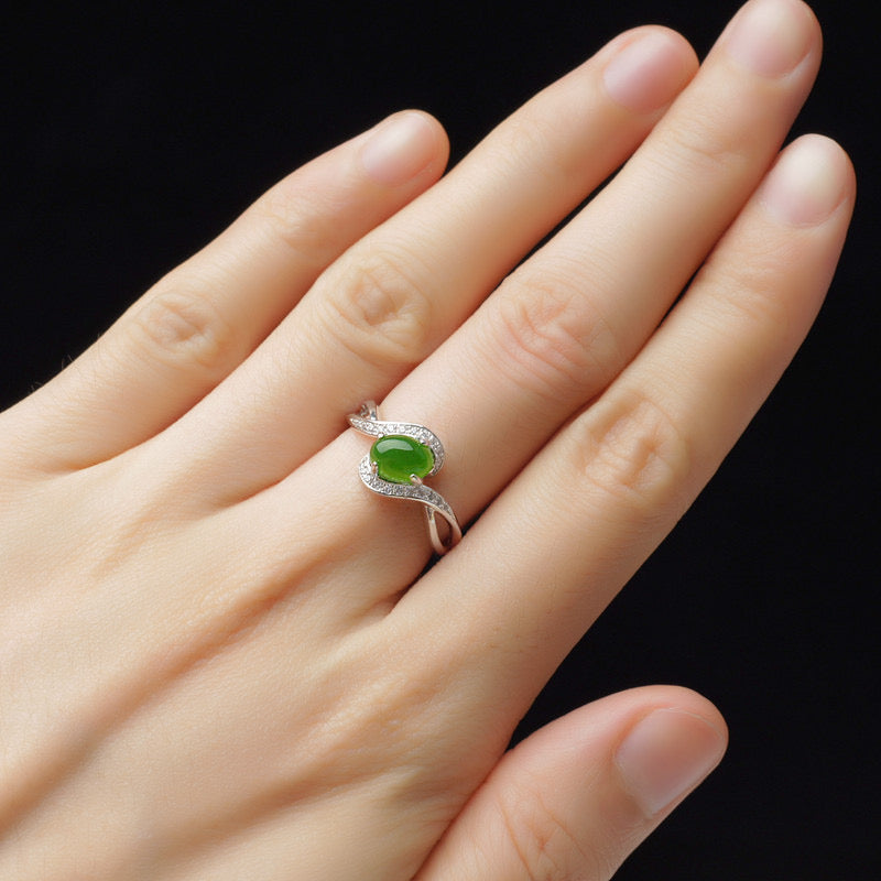Natural Green Jade Prosperity Ring