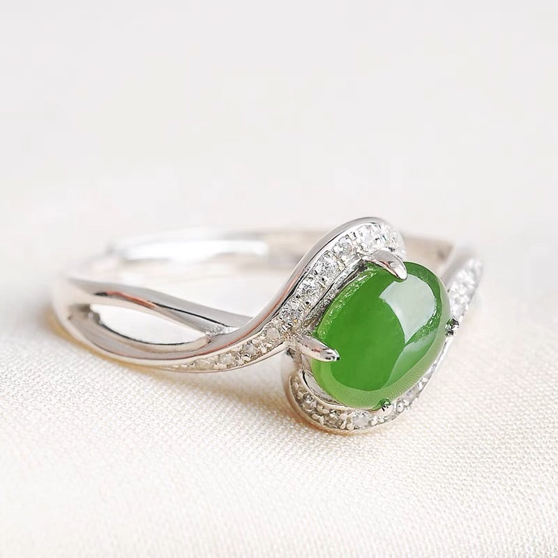 Natural Green Jade Prosperity Ring