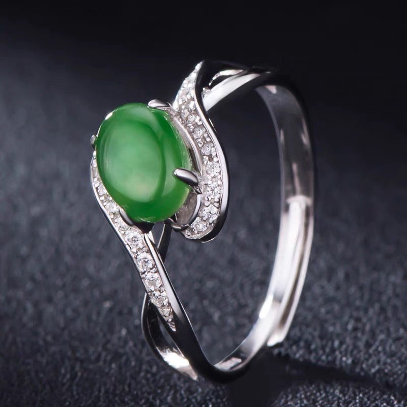 Natural Green Jade Prosperity Ring
