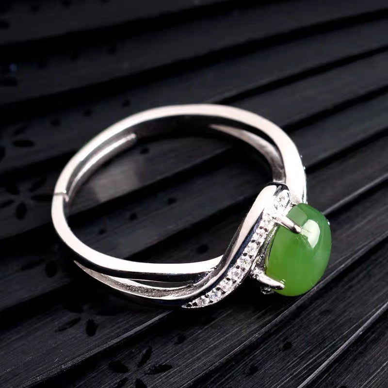 Natural Green Jade Prosperity Ring
