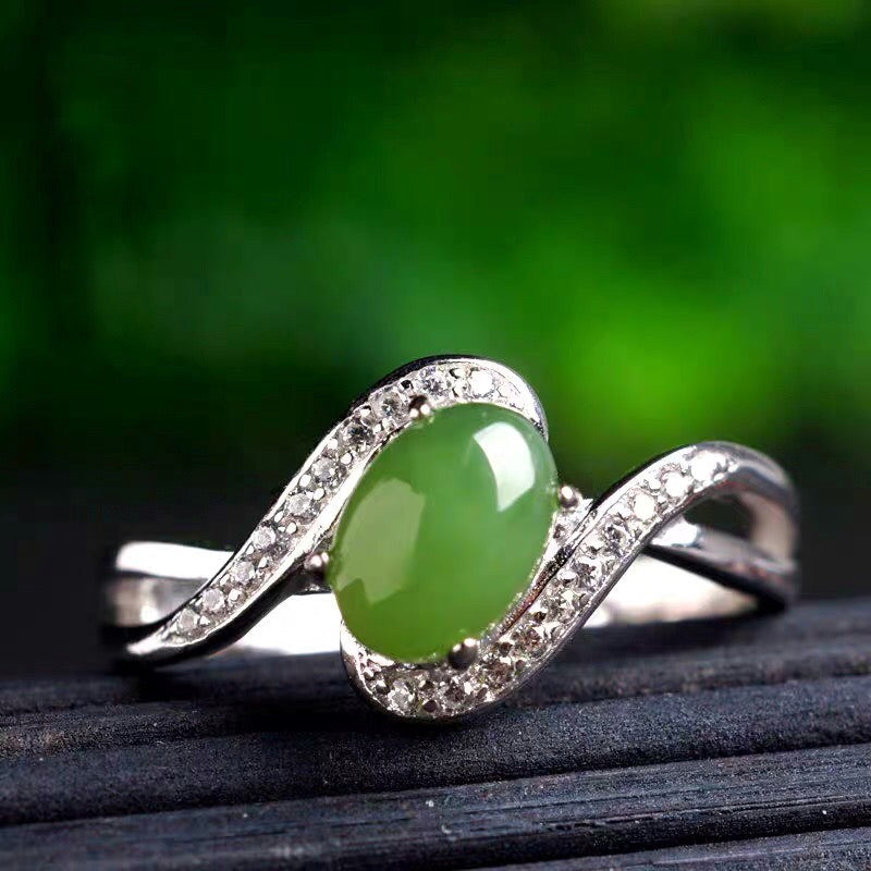 Natural Green Jade Prosperity Ring