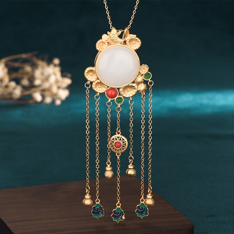 Feng Shui Aupicious White Jade Pendant