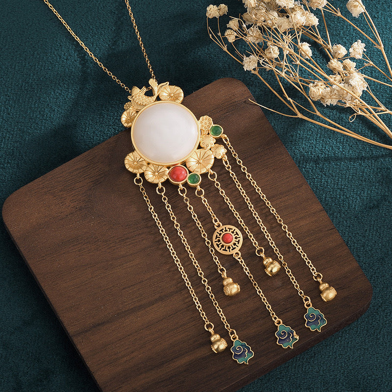 Feng Shui Aupicious White Jade Pendant