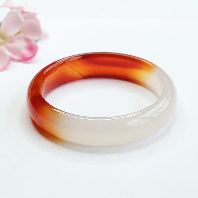 Natural Red Agate Gradient Color Bangle
