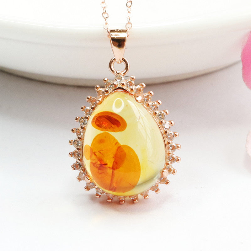 Natural Amber Protection Pendant Necklace