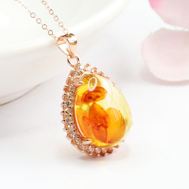 Natural Amber Protection Pendant Necklace