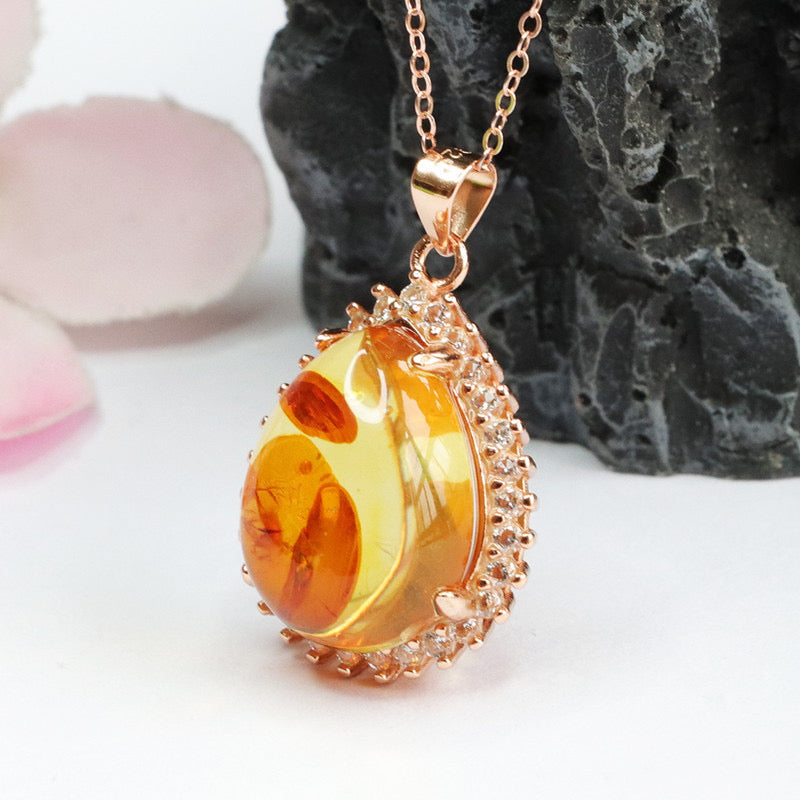 Natural Amber Protection Pendant Necklace