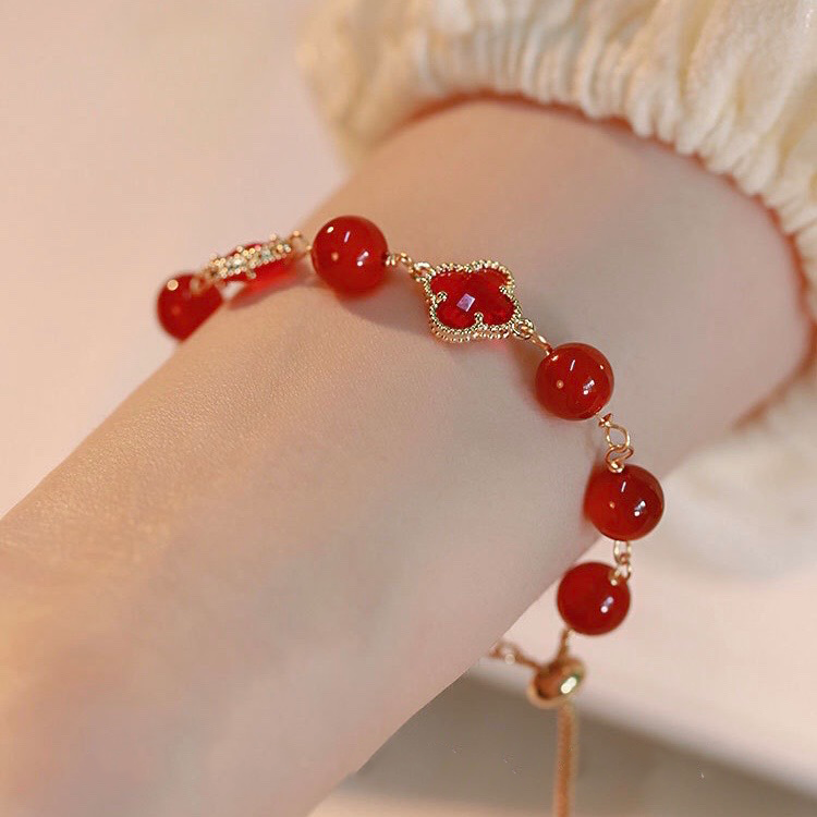 Lucky Clover Natural Green Jade Bracelet