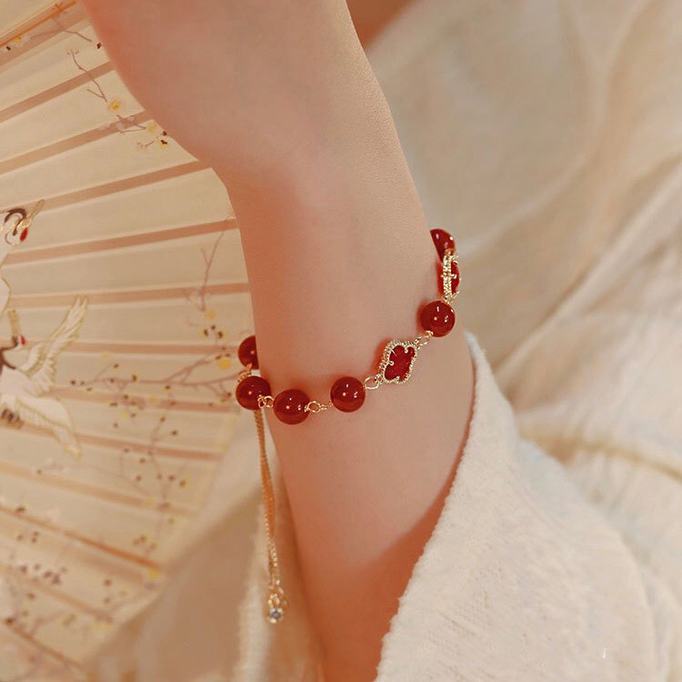 Lucky Clover Natural Green Jade Bracelet