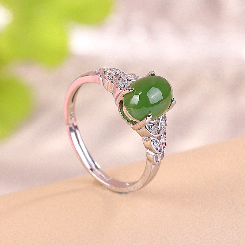 Natural Green Jade Wealth Ring
